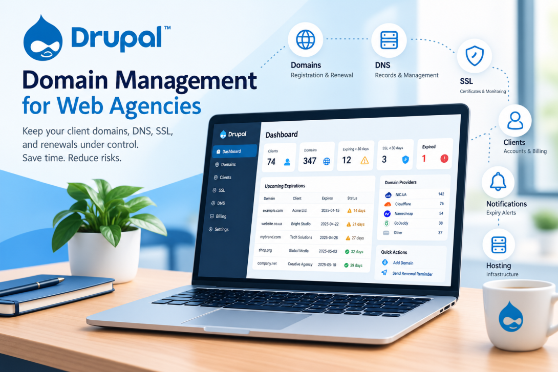 Drupal domain management dashboard for web agencies